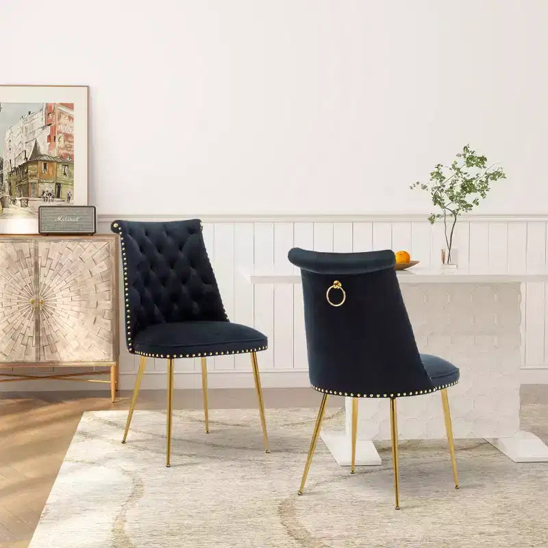 Clihome Chaises de salle à manger en velours, lot de 2