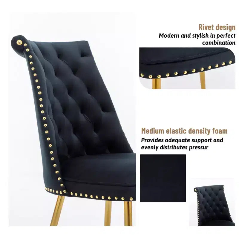 Clihome Chaises de salle à manger en velours, lot de 2
