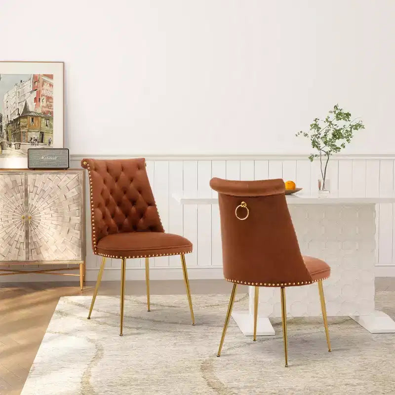 Clihome Chaises de salle à manger en velours, lot de 2