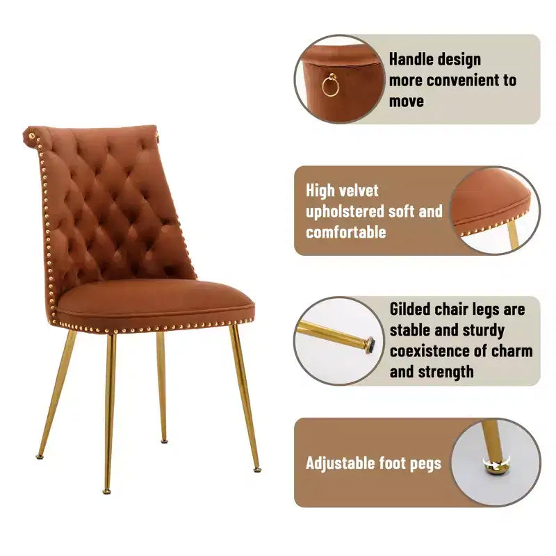 Clihome Chaises de salle à manger en velours, lot de 2