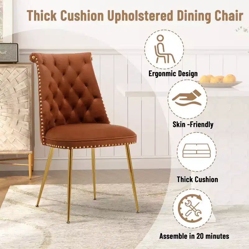 Clihome Chaises de salle à manger en velours, lot de 2