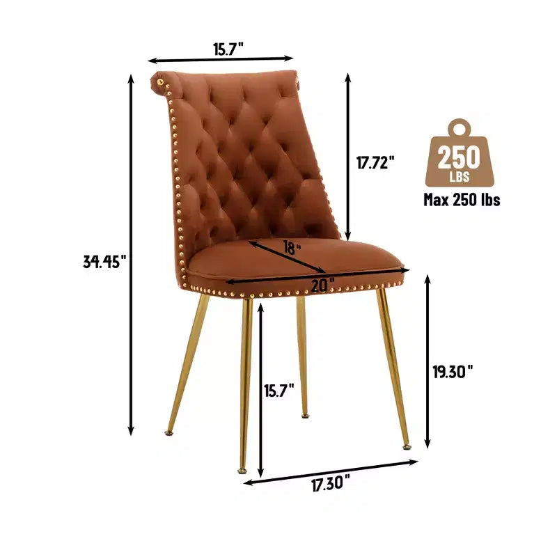 Clihome Chaises de salle à manger en velours, lot de 2