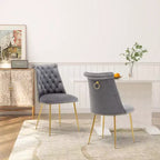 Clihome Chaises de salle à manger en velours, lot de 2