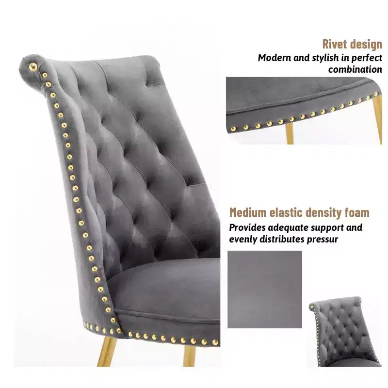 Clihome Chaises de salle à manger en velours, lot de 2