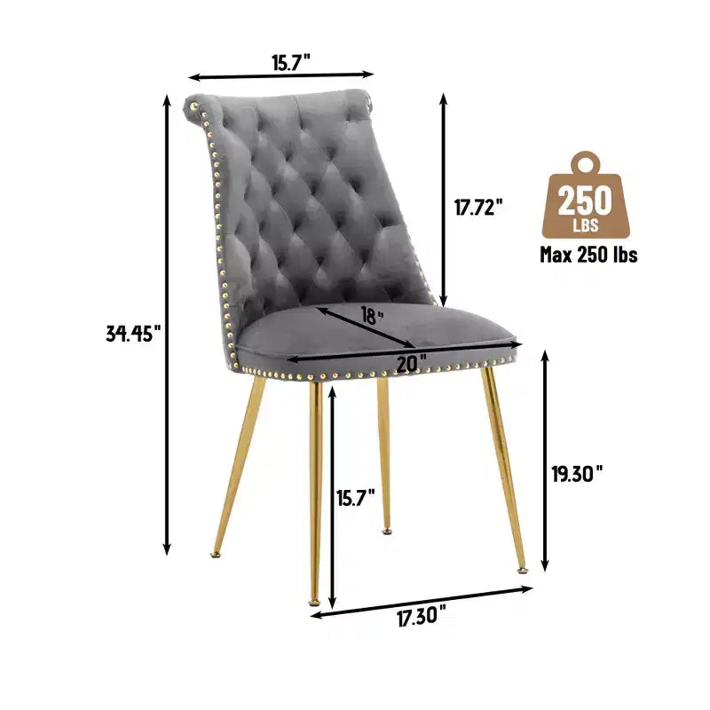 Clihome Chaises de salle à manger en velours, lot de 2