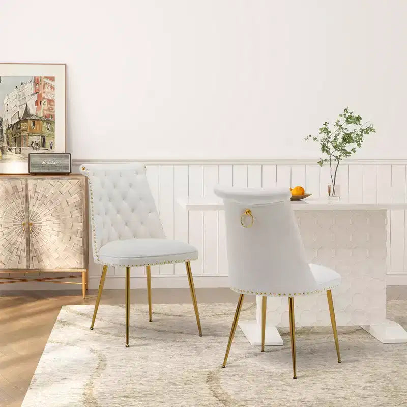 Clihome Chaises de salle à manger en velours, lot de 2