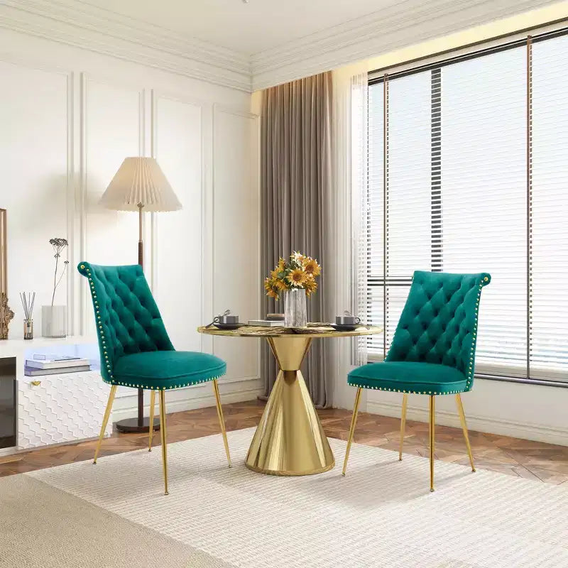 Clihome Chaises de salle à manger en velours, lot de 2