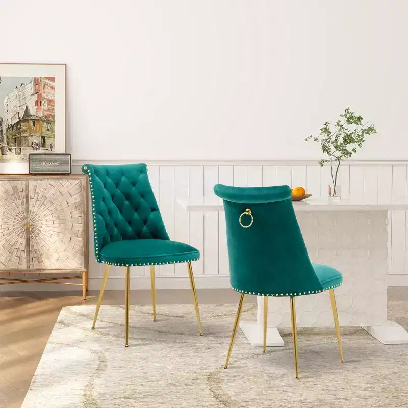 Clihome Chaises de salle à manger en velours, lot de 2
