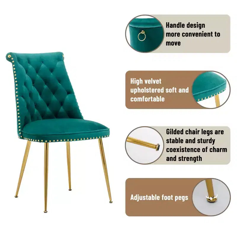 Clihome Chaises de salle à manger en velours, lot de 2