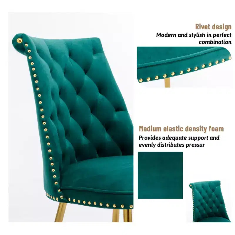 Clihome Chaises de salle à manger en velours, lot de 2