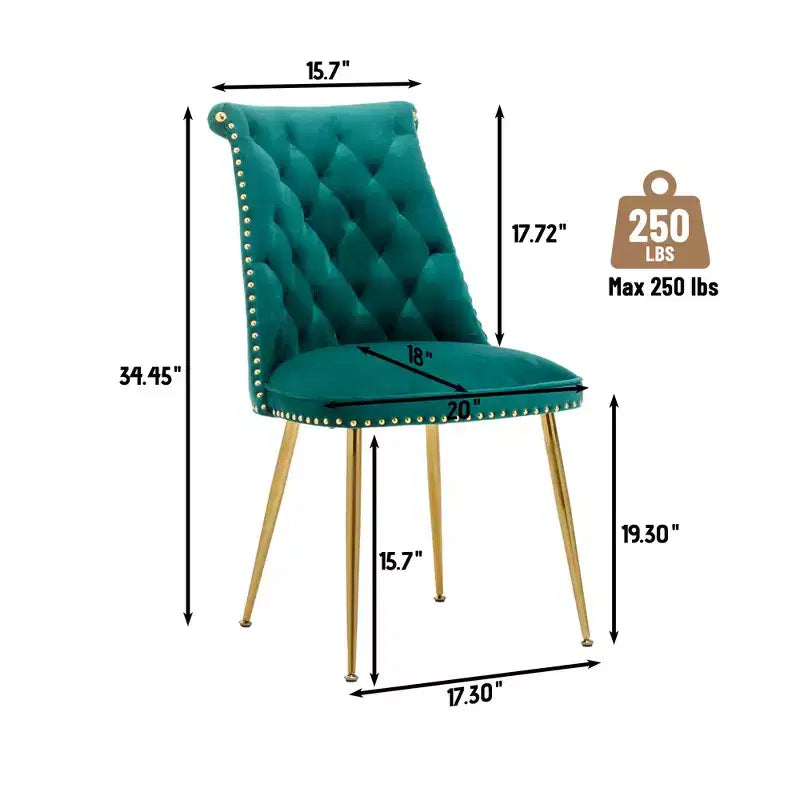 Clihome Chaises de salle à manger en velours, lot de 2