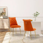 Clihome Chaises de salle à manger en velours, lot de 2