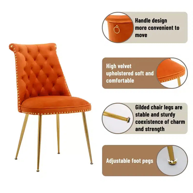 Clihome Chaises de salle à manger en velours, lot de 2