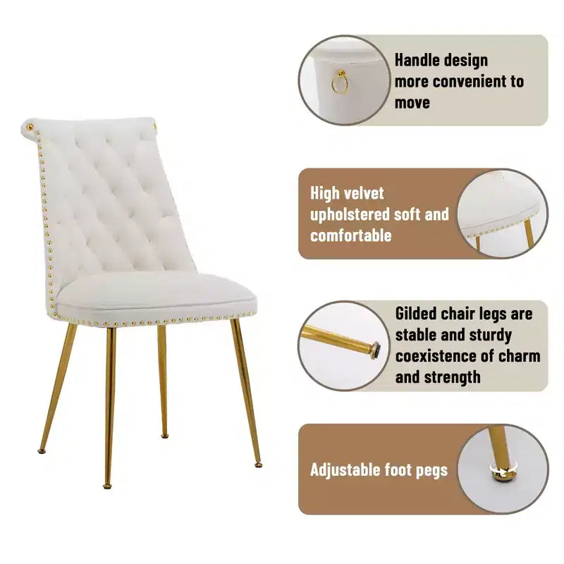 Clihome Chaises de salle à manger en velours, lot de 2