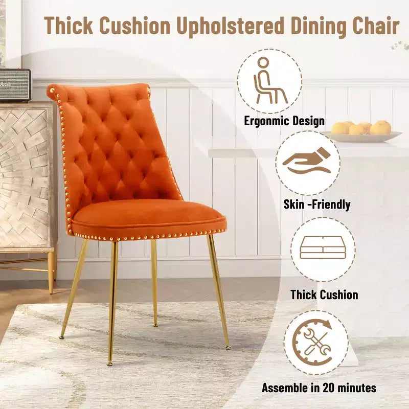 Clihome Chaises de salle à manger en velours, lot de 2