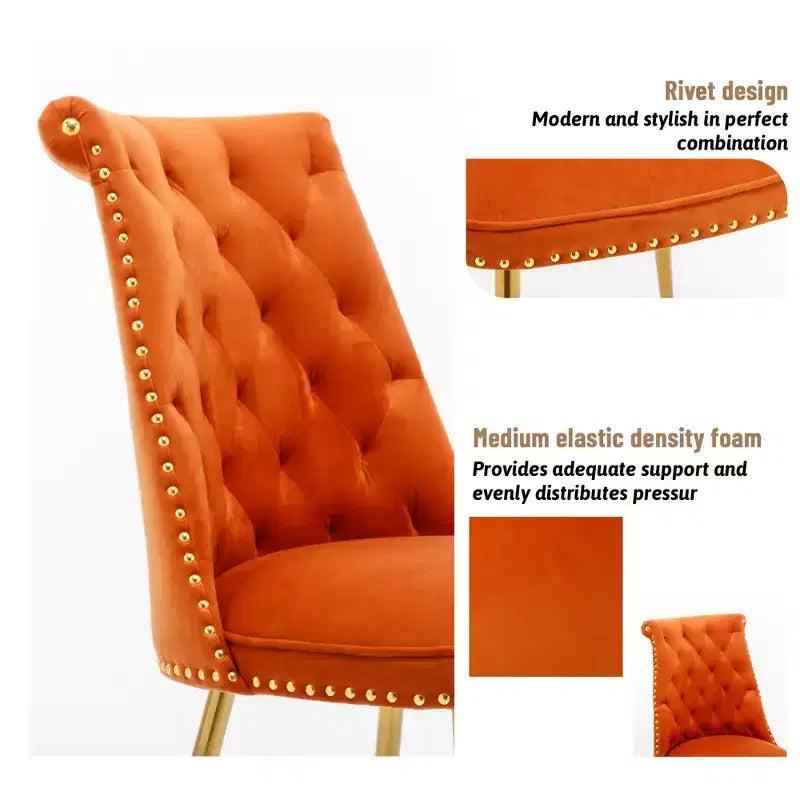 Clihome Chaises de salle à manger en velours, lot de 2