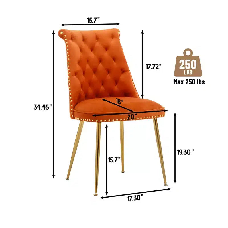 Clihome Chaises de salle à manger en velours, lot de 2