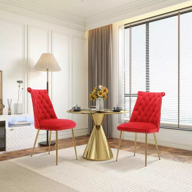 Clihome Chaises de salle à manger en velours, lot de 2