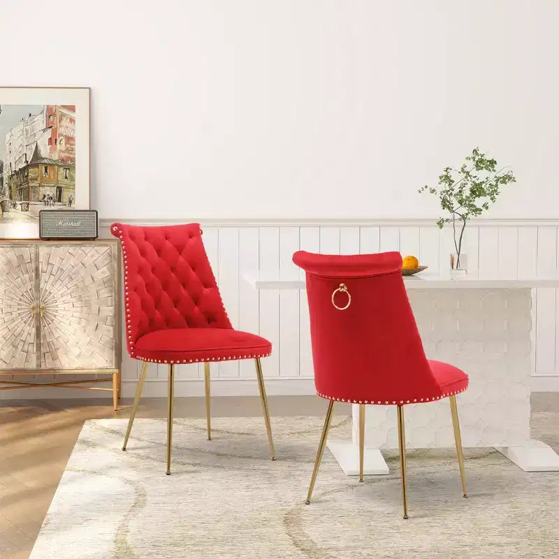 Clihome Chaises de salle à manger en velours, lot de 2