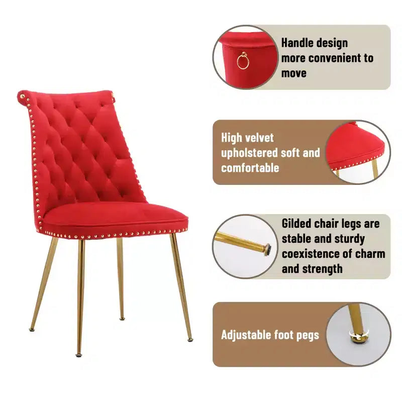 Clihome Chaises de salle à manger en velours, lot de 2