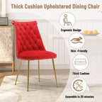 Clihome Chaises de salle à manger en velours, lot de 2