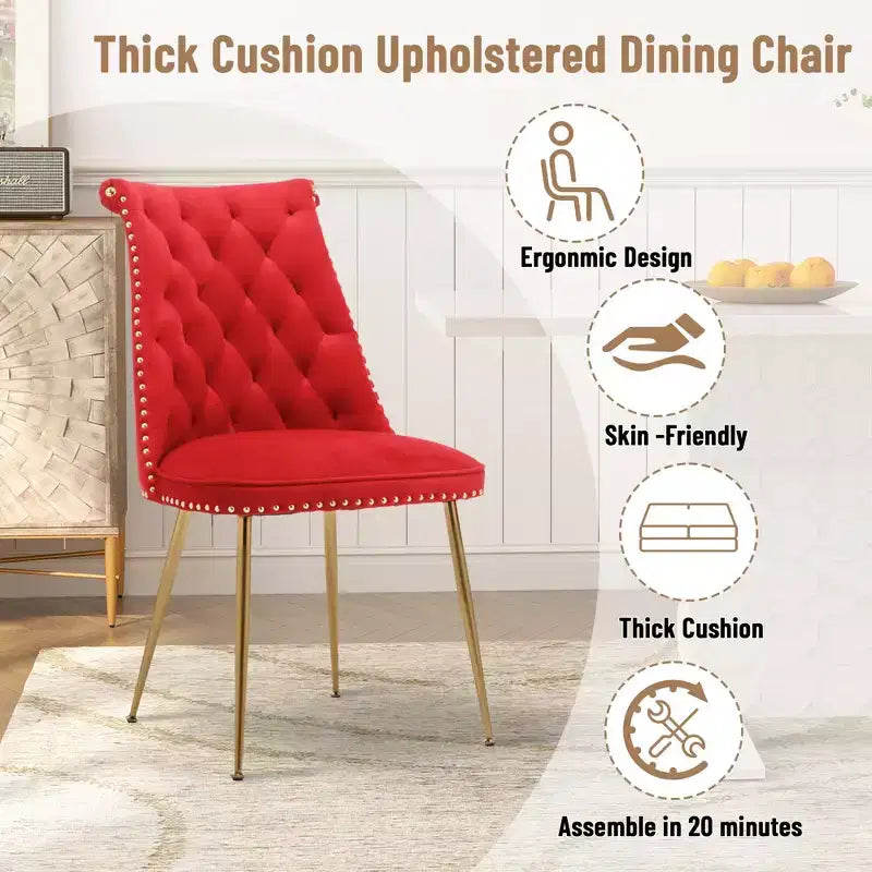 Clihome Chaises de salle à manger en velours, lot de 2