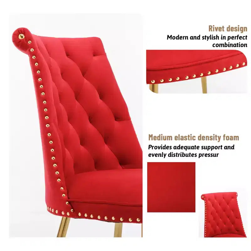 Clihome Chaises de salle à manger en velours, lot de 2