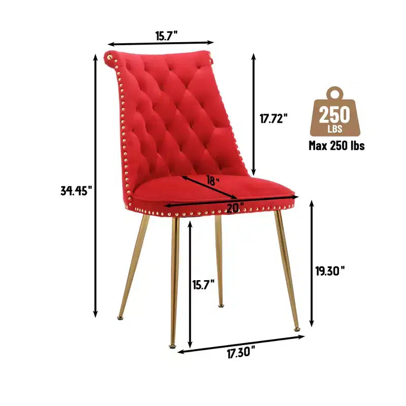 Clihome Chaises de salle à manger en velours, lot de 2