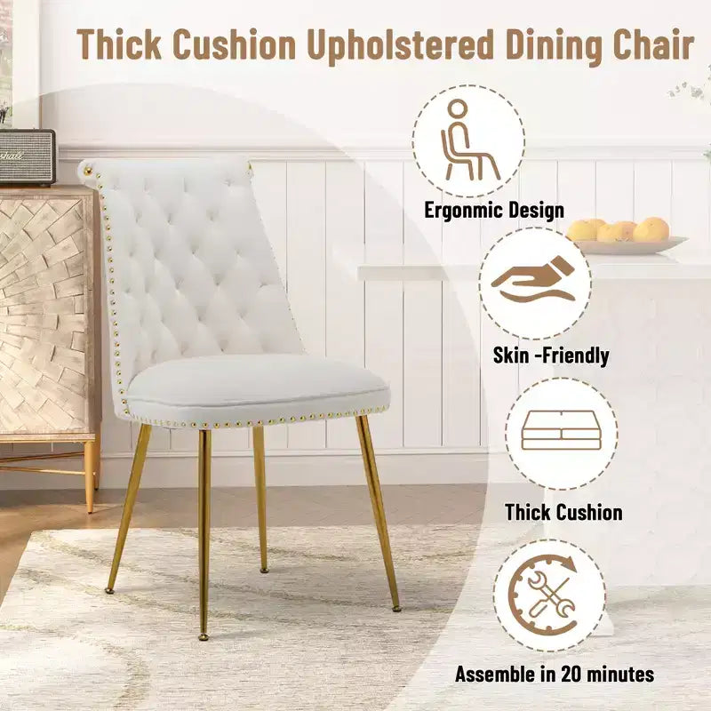 Clihome Chaises de salle à manger en velours, lot de 2