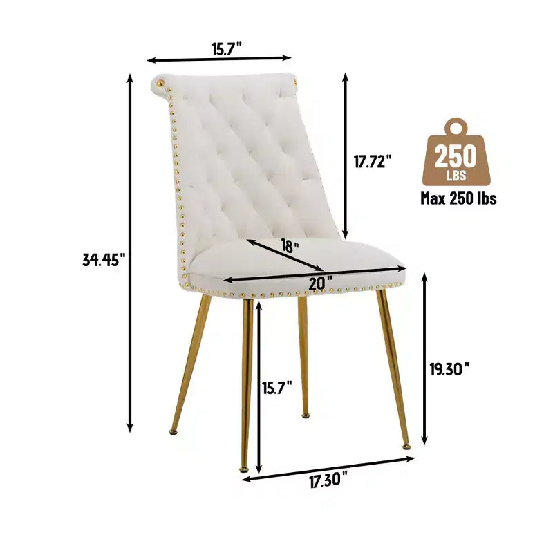 Clihome Chaises de salle à manger en velours, lot de 2