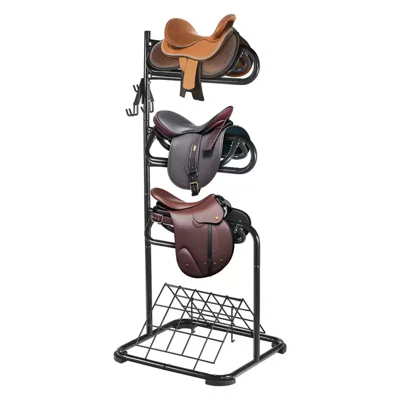 VEVOR Freestanding Saddle Stand, 30 x 30 x 68.5 in, 3 Tiers Saddle Rack, Heavy Duty Saddle Blanket Holder with Removable & Rotating Tiers