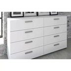 Commode double 8 tiroirs HomeStock, blanc contemporain