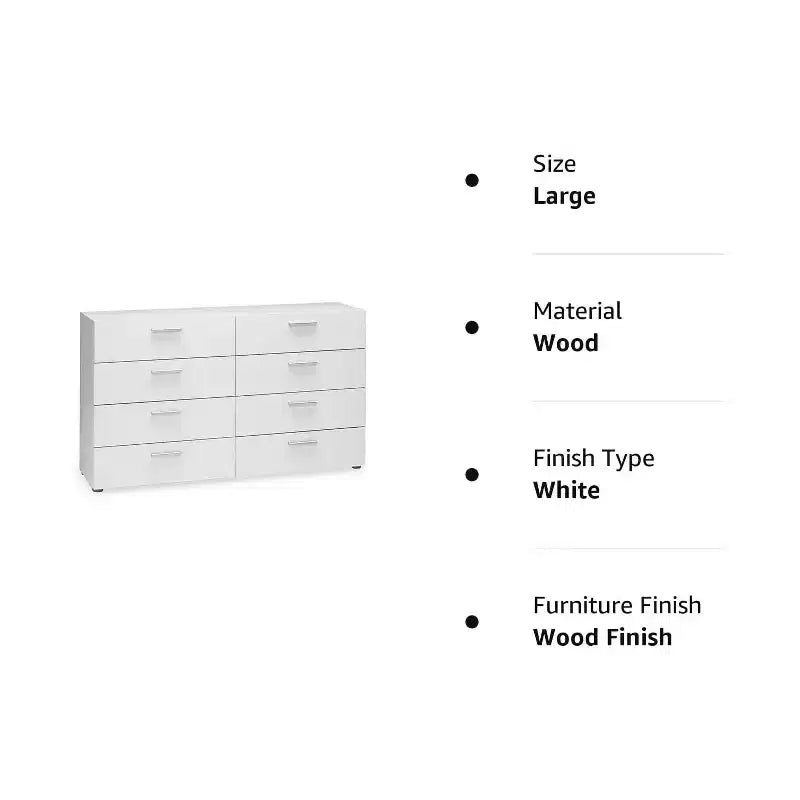 Commode double 8 tiroirs HomeStock, blanc contemporain