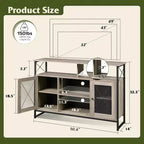 Meuble TV pour téléviseur 55 pouces, meuble de divertissement haut avec rangements, console TV industrielle pour chambre à coucher et salon