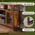 Meuble TV pour téléviseur 55 pouces, meuble de divertissement haut avec rangements, console TV industrielle pour chambre à coucher et salon