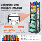 VEVOR Support de Réservoir de Réfrigérant, avec 1 Réservoir de 22,68 kg, 2 Réservoirs de 13,61 kg et 3 Autres Petits Réservoirs, Support de Bouteille de 39,5 x 33 x 126,5 cm