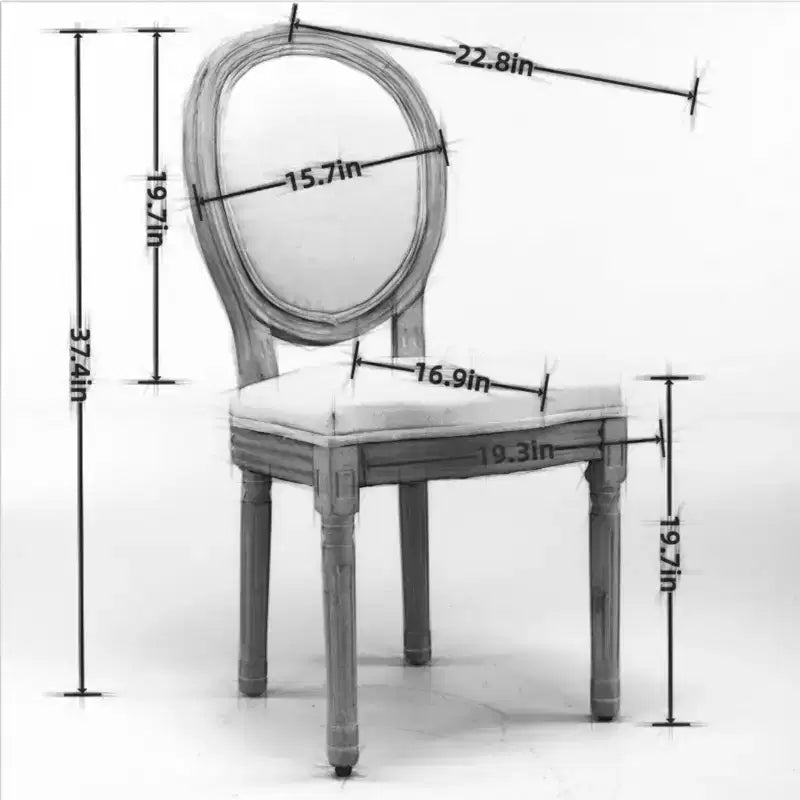 Chaise de salle à manger en bois massif de style français Vatros
