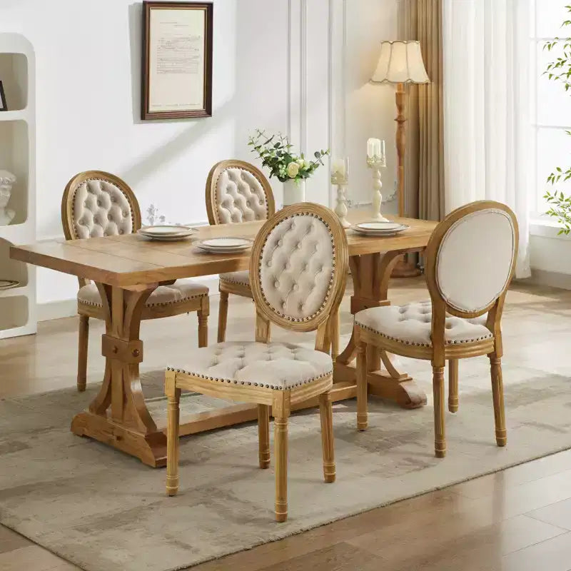 Chaise de salle à manger en bois massif de style français Vatros