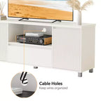 Meuble TV Garvee 70 po pour téléviseurs jusqu'à 80 po, meuble de divertissement moderne du milieu du siècle avec tiroir, console TV pour salon, chambre, chêne clair