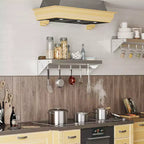 Étagère en acier inoxydable, Étagère murale métallique polyvalente avec 2 plaques arrière en acier inoxydable et 7 crochets, Cuisine, Entrepôt