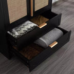 MAYEERTY Armoire de rangement 2 portes avec 2 tiroirs, placard de chambre classique et simple pour une organisation soignée