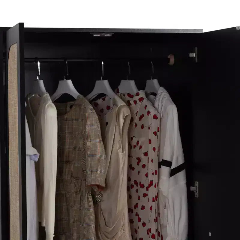 MAYEERTY Armoire de rangement 2 portes avec 2 tiroirs, placard de chambre classique et simple pour une organisation soignée