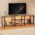 Acekool 67 Inch TV Stand with LED Lights & Power Outlets, Grey Entertainment Center for 55/65/75 Inch TV, Large Media Console for Living Room