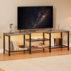 Acekool 67 Inch TV Stand with LED Lights & Power Outlets, Grey Entertainment Center for 55/65/75 Inch TV, Large Media Console for Living Room
