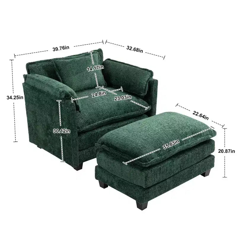 Chic Crate - Canapé-lit convertible Boucle avec pouf - Couchage de 140 cm de large, coussins profonds et accoudoirs épais - Salon/Chambre à coucher - 3 couleurs luxueuses