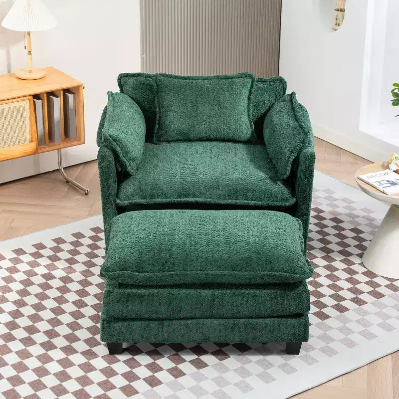 Chic Crate - Canapé-lit convertible Boucle avec pouf - Couchage de 140 cm de large, coussins profonds et accoudoirs épais - Salon/Chambre à coucher - 3 couleurs luxueuses