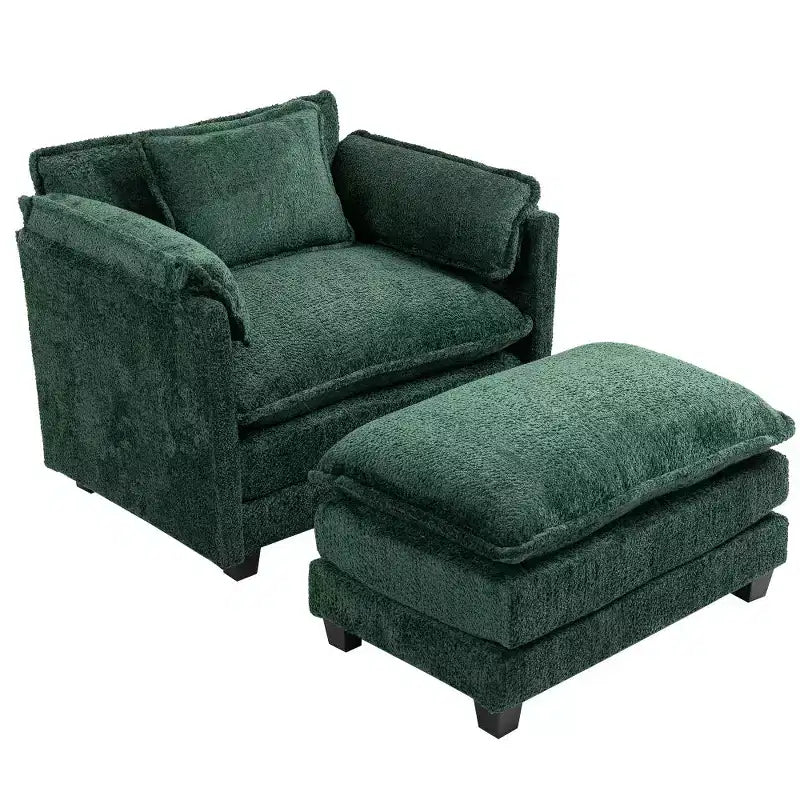 Chic Crate - Canapé-lit convertible Boucle avec pouf - Couchage de 140 cm de large, coussins profonds et accoudoirs épais - Salon/Chambre à coucher - 3 couleurs luxueuses