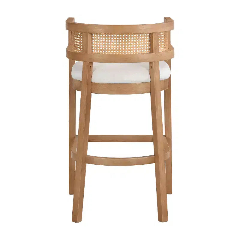 Christopher Knight Home Marie Tabourets de bar contemporains en bois d'hévéa rembourrés avec dossier incurvé en rotin (Lot de 2)