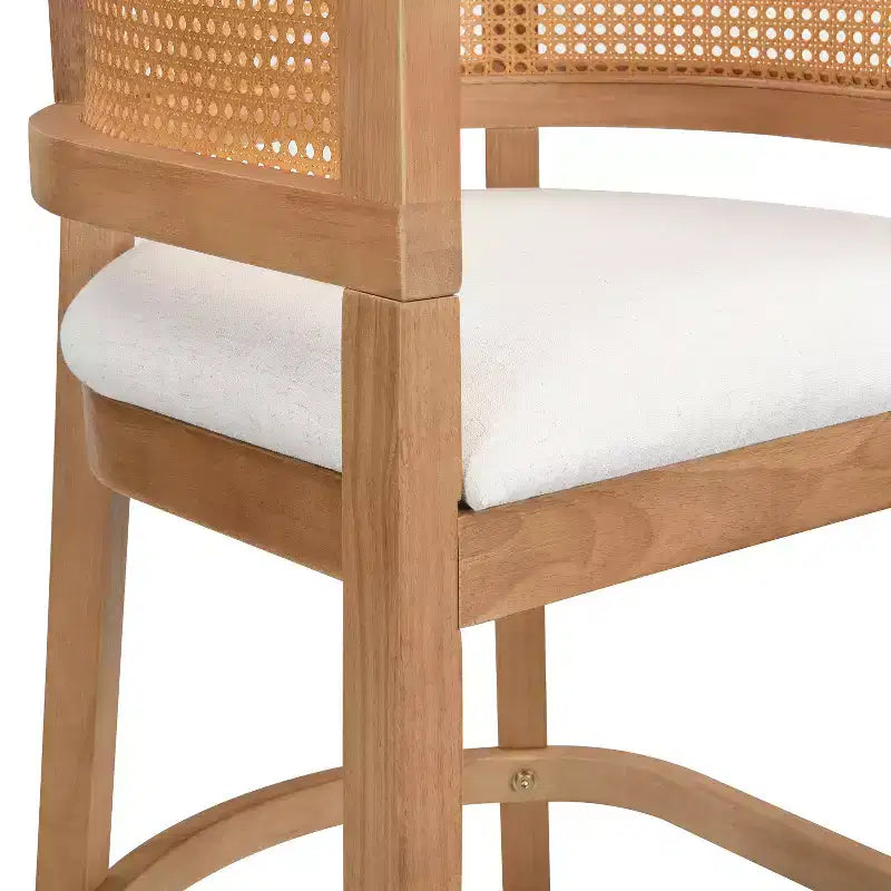 Christopher Knight Home Marie Tabourets de bar contemporains en bois d'hévéa rembourrés avec dossier incurvé en rotin (Lot de 2)