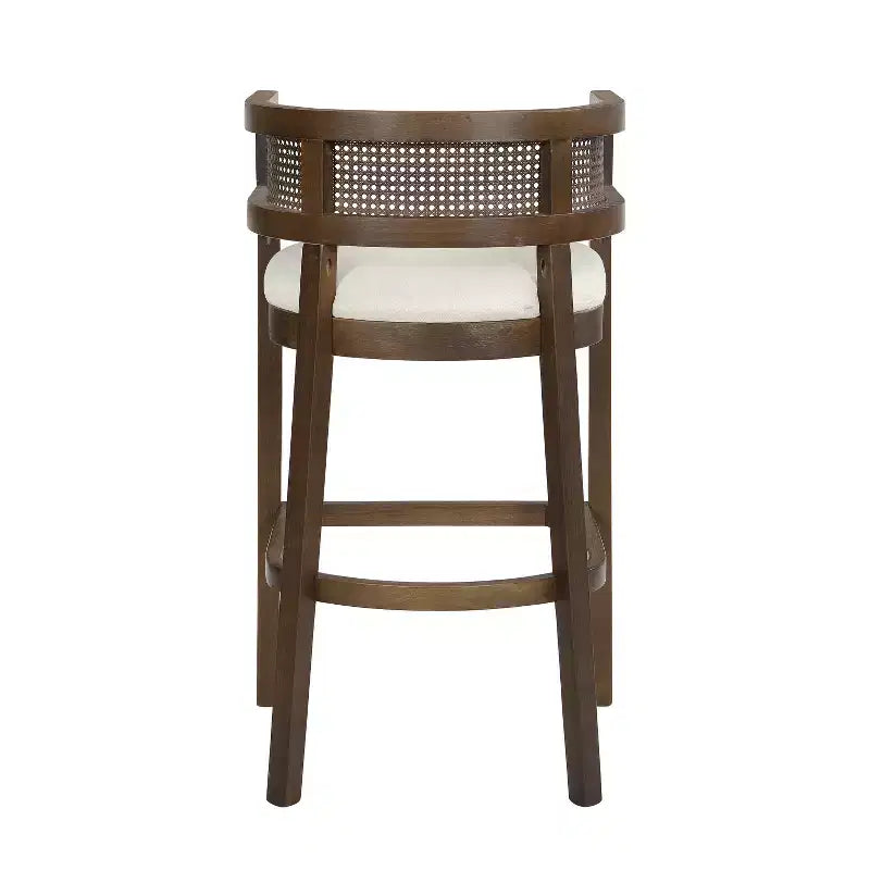 Christopher Knight Home Marie Tabourets de bar contemporains en bois d'hévéa rembourrés avec dossier incurvé en rotin (Lot de 2)